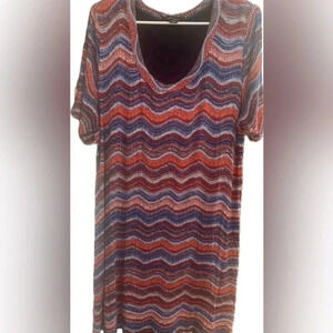 Karen Kane Women’s Rayon/Spandex‎ Multi-colored Short Sleeve Mini Dress 2X EUC